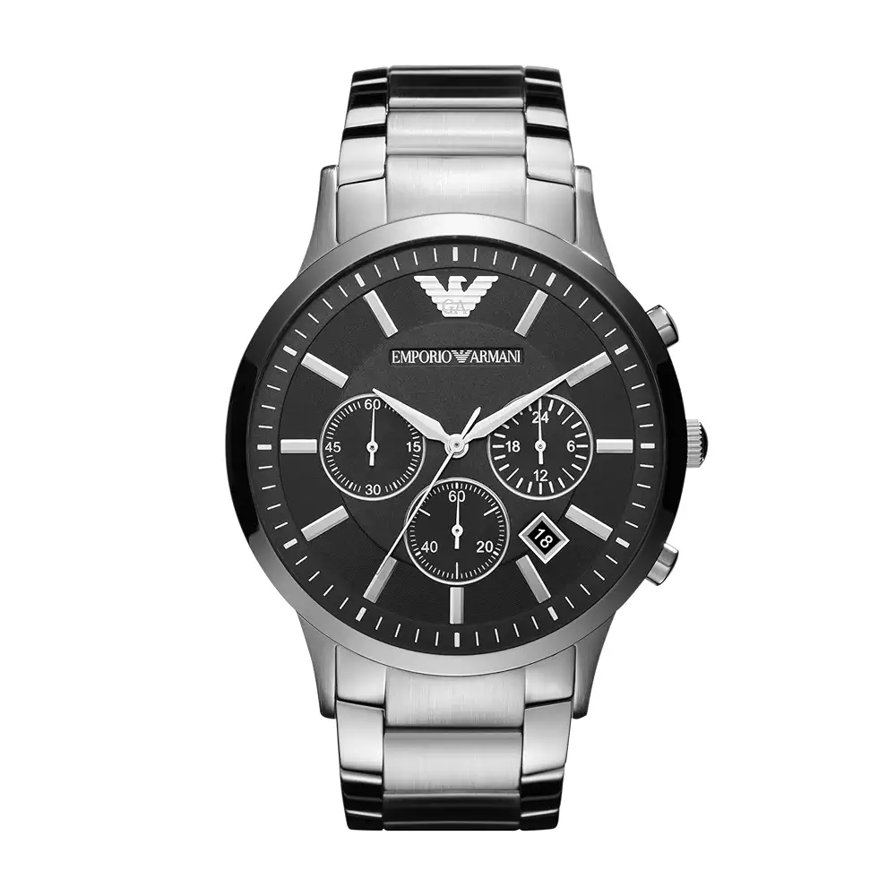 Armani Ar2453 Silver Black Dial Metal