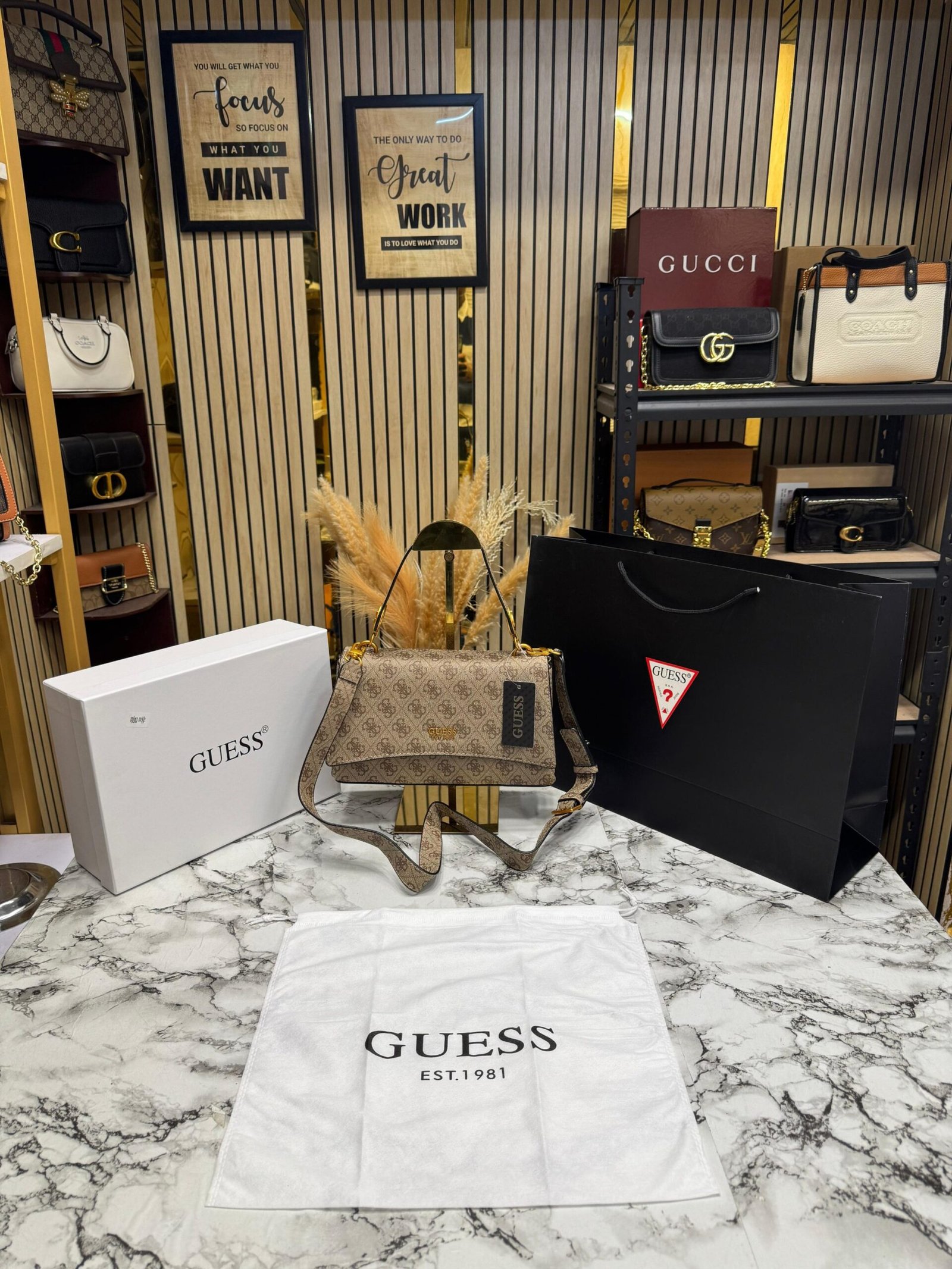 GUESS NOELLE PREMIUM BAG WITH OG BOX AND CARRY BAG