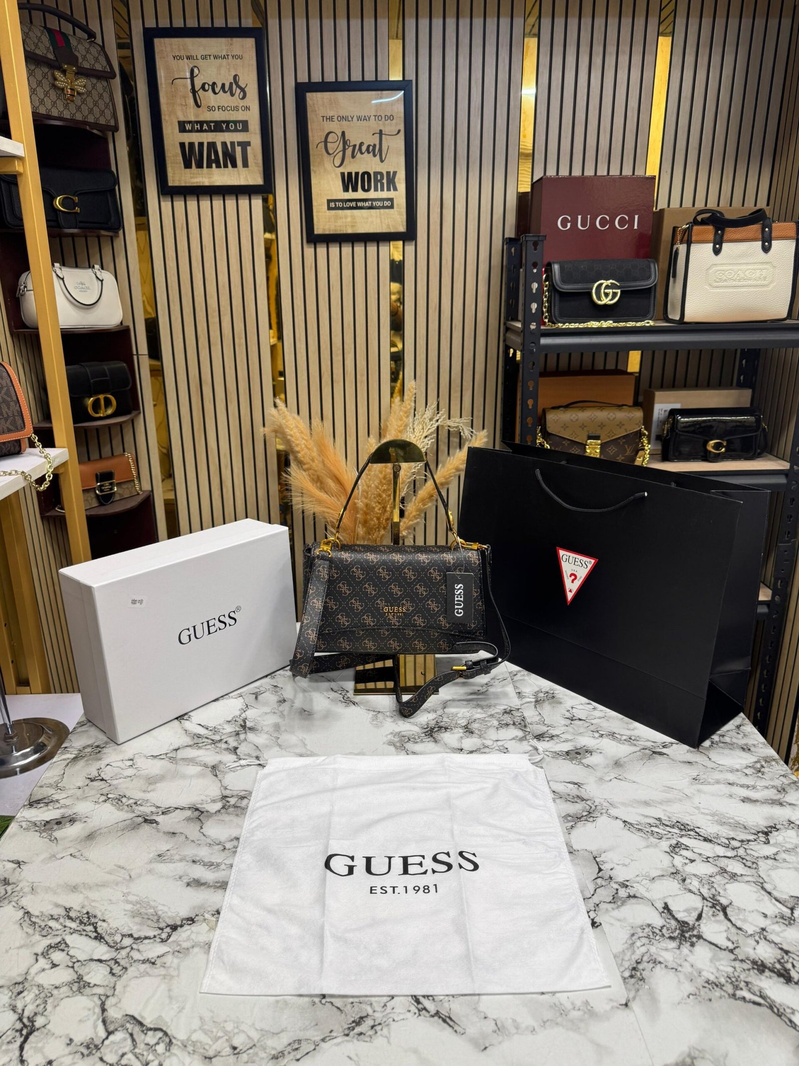 GUESS NOELLE PREMIUM BAG WITH OG BOX AND CARRY BAG