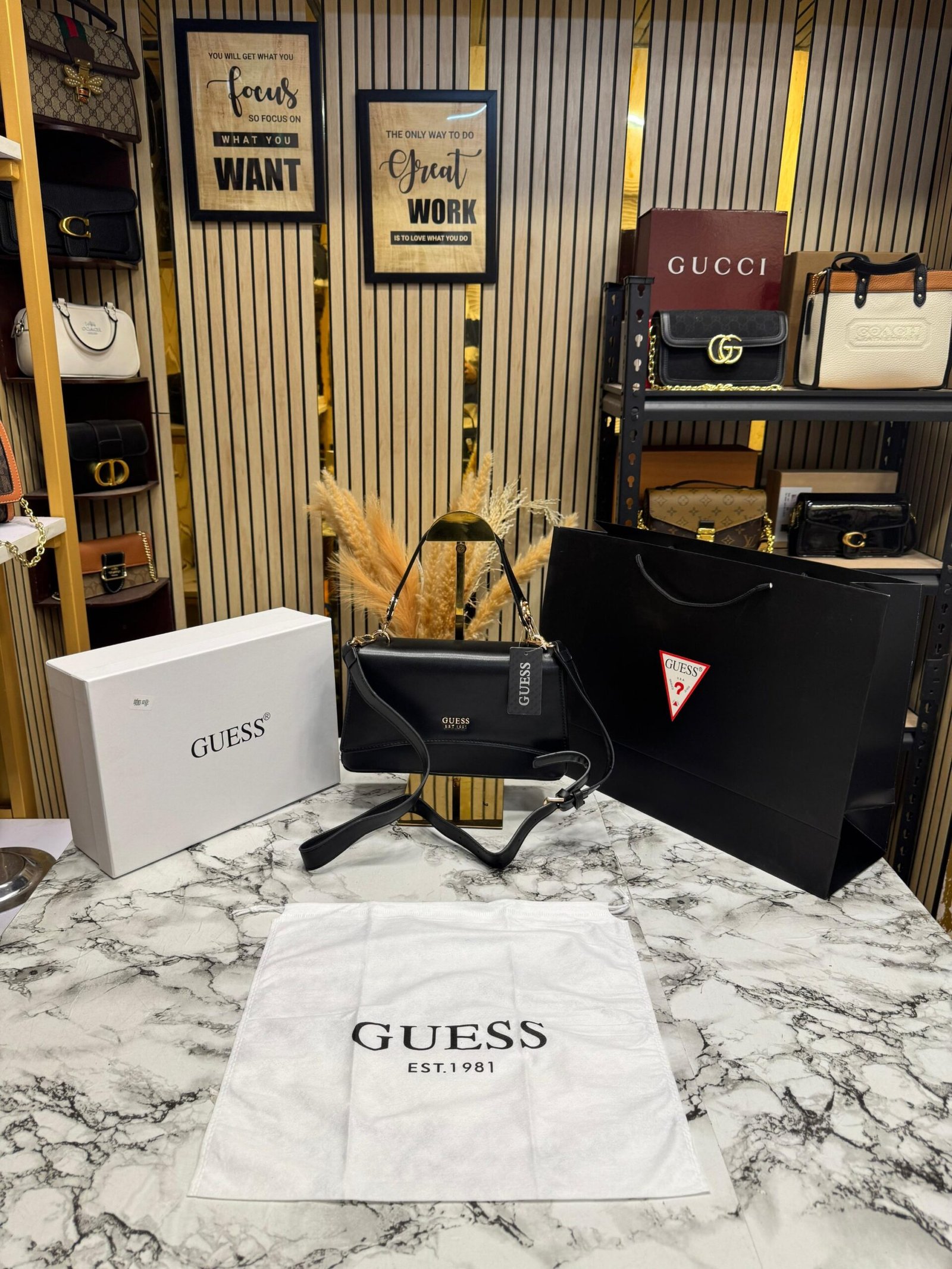 GUESS NOELLE PREMIUM BAG WITH OG BOX AND CARRY BAG