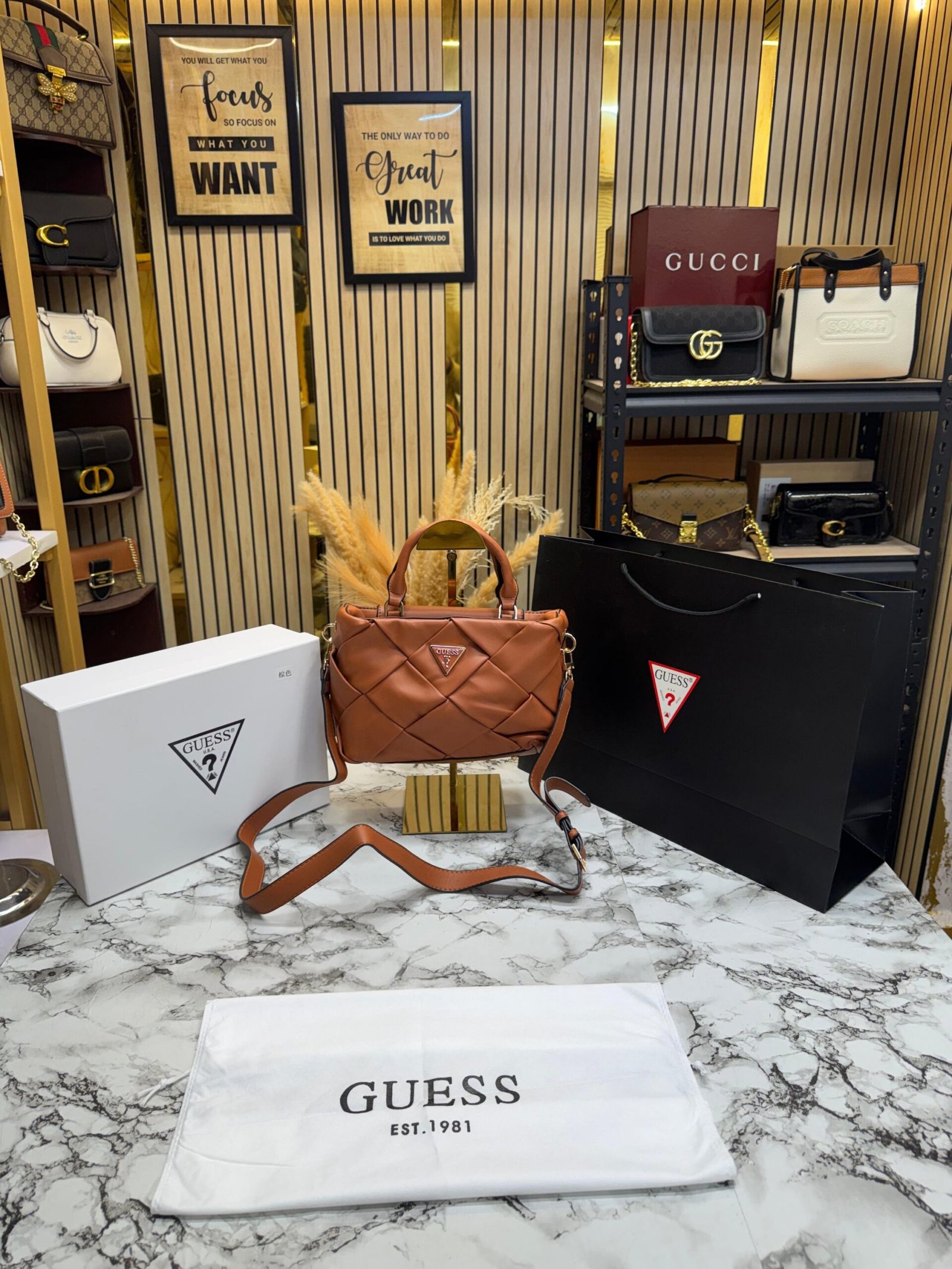 GUESS ZAINA PREMIUM SHOULDER BAG WITH OG BOX AND CARRY BAG