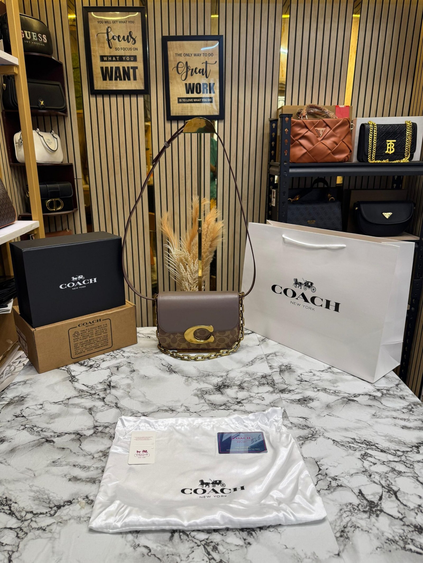 COACH IDOL SIGNATURE  PREMIUM BAG WITH OG DOUBLE BOX AND CARRY BAG
