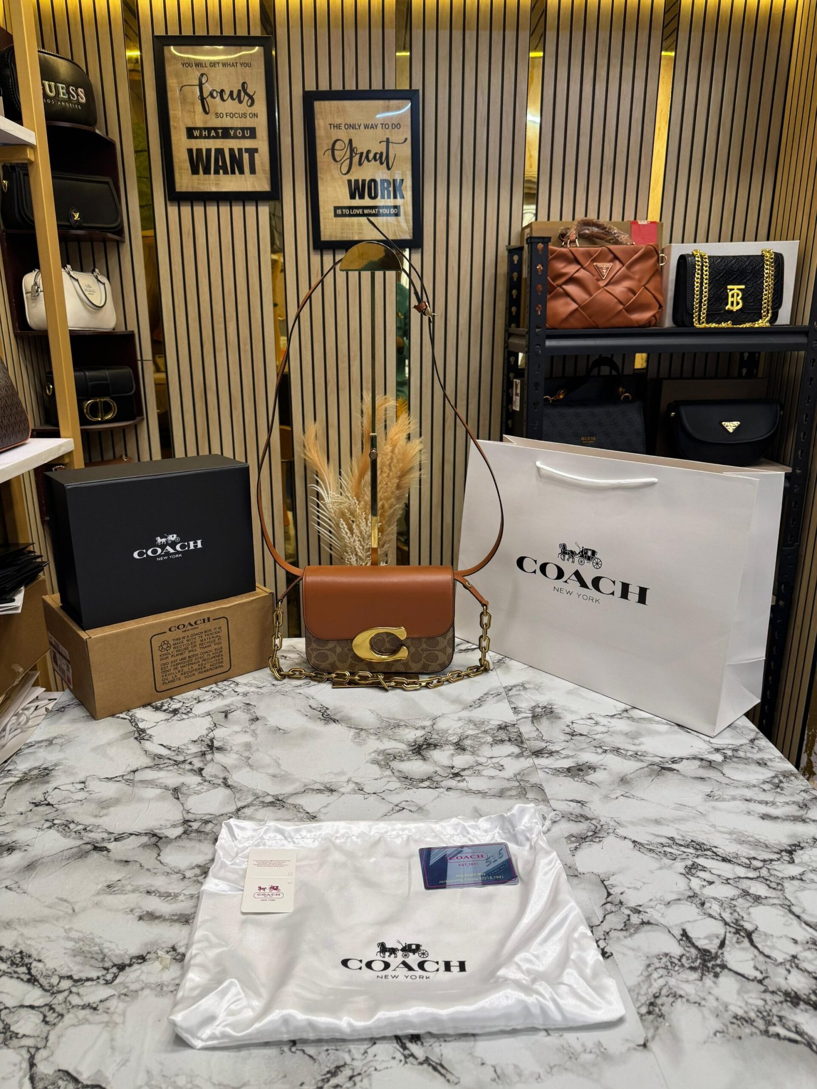 COACH IDOL SIGNATURE  PREMIUM BAG WITH OG DOUBLE BOX AND CARRY BA